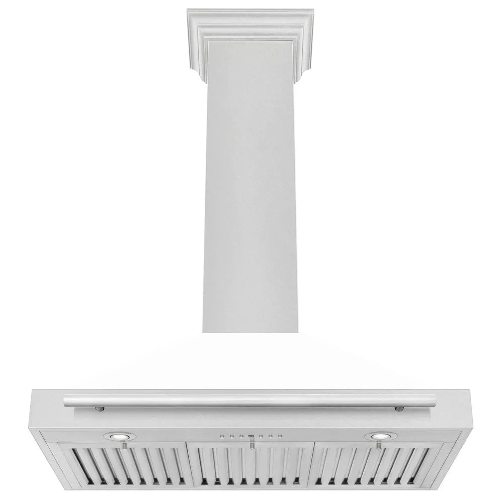 ZLINE 36 in. Convertible Fingerprint Resistant Satin Stainless Steel Range Hood with Colored Shell Options and Stainless Steel Handle (KB4SNX-36)