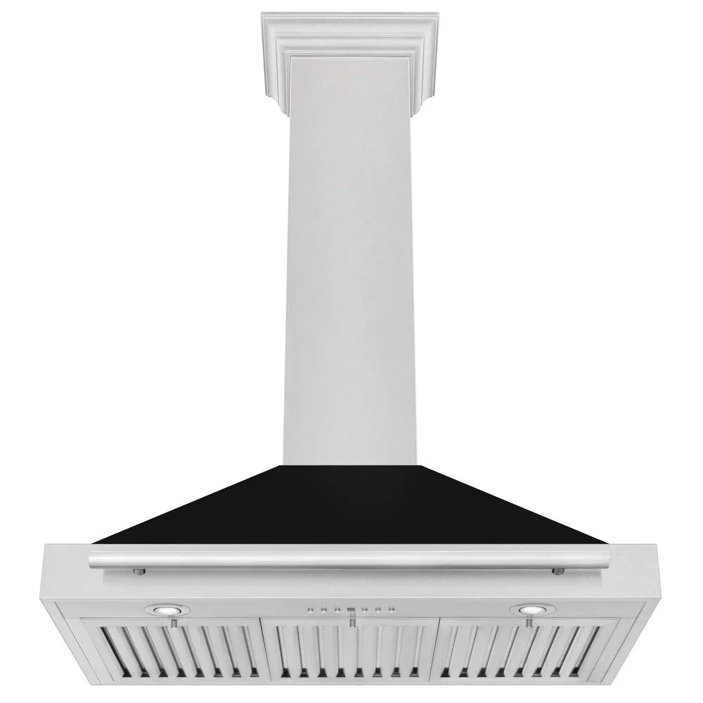 ZLINE 36 in. Convertible Fingerprint Resistant Satin Stainless Steel Range Hood with Colored Shell Options and Stainless Steel Handle (KB4SNX-36)