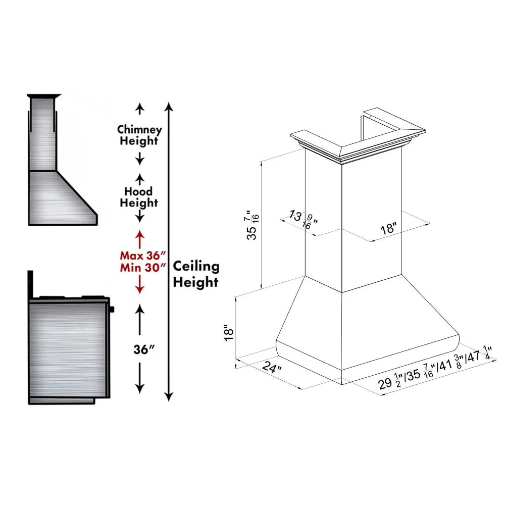 ZLINE 36 in. Convertible Vent Wall Mount Range Hood in Satin Stainless Steel (8687S-36)