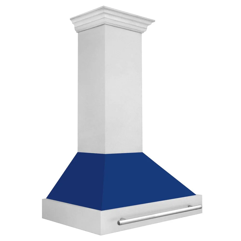 ZLINE 36 in. Satin Stainless Steel Wall Mount Range Hood with Colored Shell and Stainless Steel Handle (8654SNX-36)