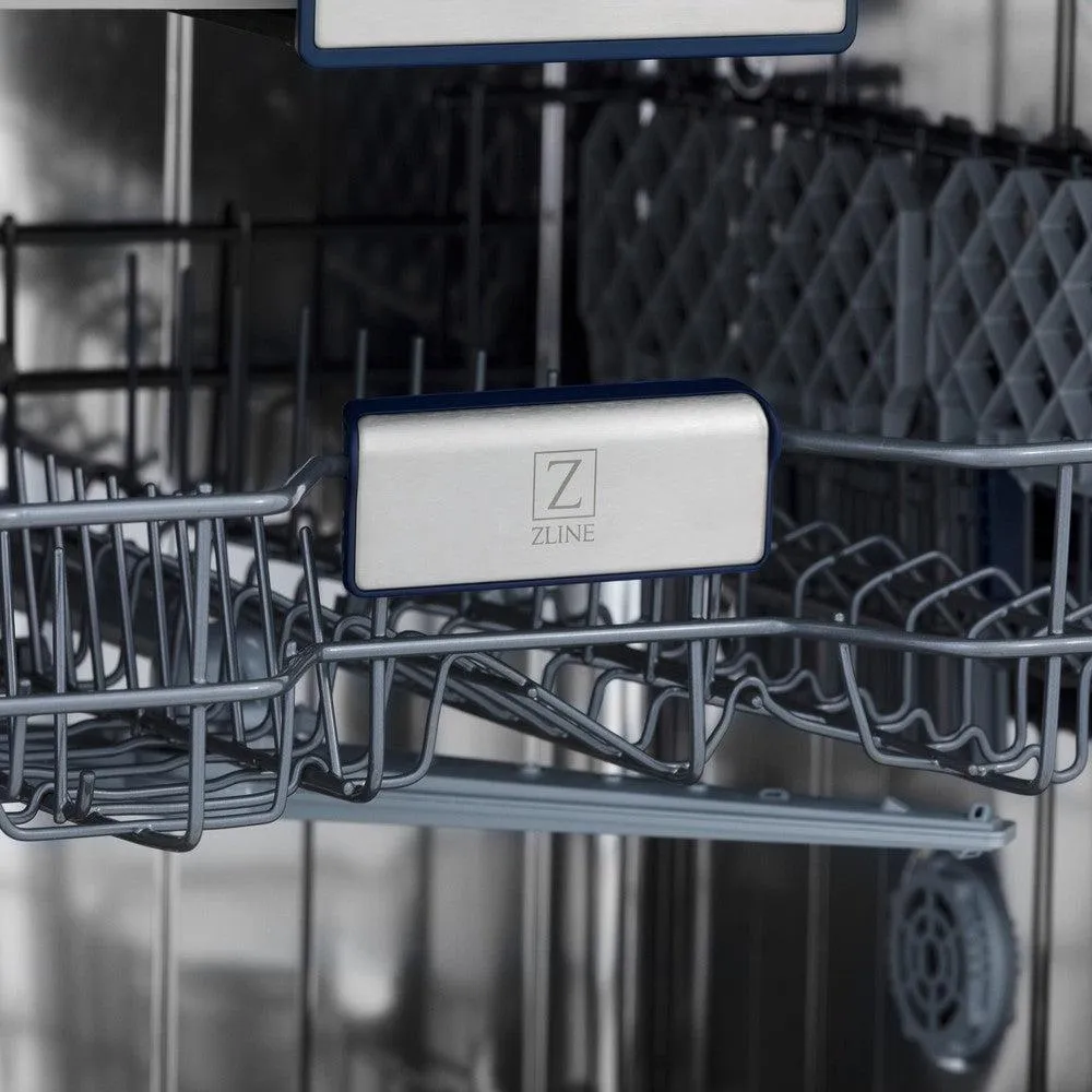 ZLINE Autograph Edition 18 in. Tallac Series 3rd Rack Top Control Built-In Dishwasher in Black Stainless Steel with Polished Gold Handle, 51dBa (DWVZ-BS-18-G)