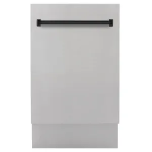 ZLINE Autograph Edition 18 in. Tallac Series 3rd Rack Top Control Built-In Dishwasher in Stainless Steel with Matte Black Handle, 51dBa (DWVZ-304-18-MB)