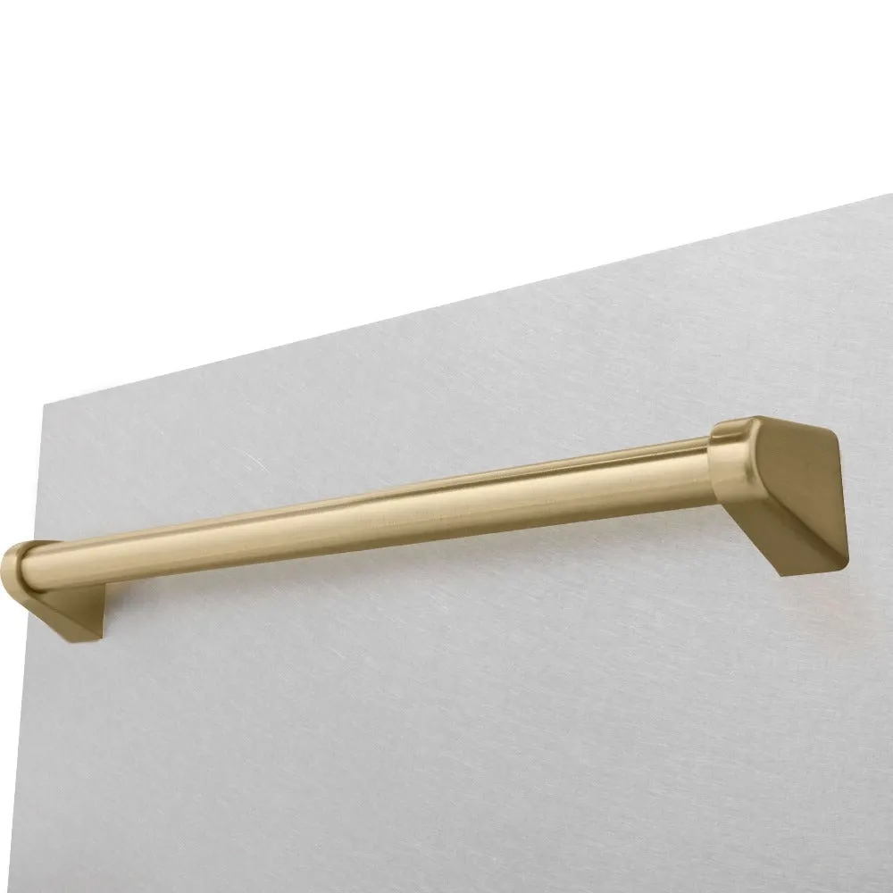 ZLINE Autograph Edition 18 in. Tallac Series 3rd Rack Top Control Built-In Dishwasher with Satin Stainless Steel Panel and Champagne Bronze Handle, 51dBa (DWVZ-SN-18-CB)