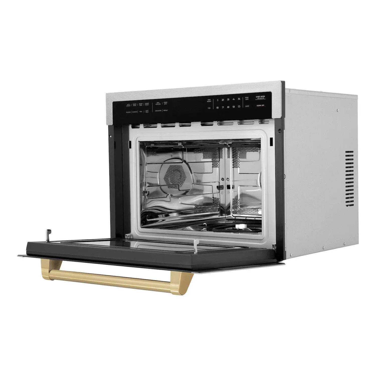 ZLINE Autograph Edition 24 in. 1.6 cu ft. Built-in Convection Microwave Oven in Satin Stainless Steel with Champagne Bronze Accents (MWOZ-24-SS-CB)