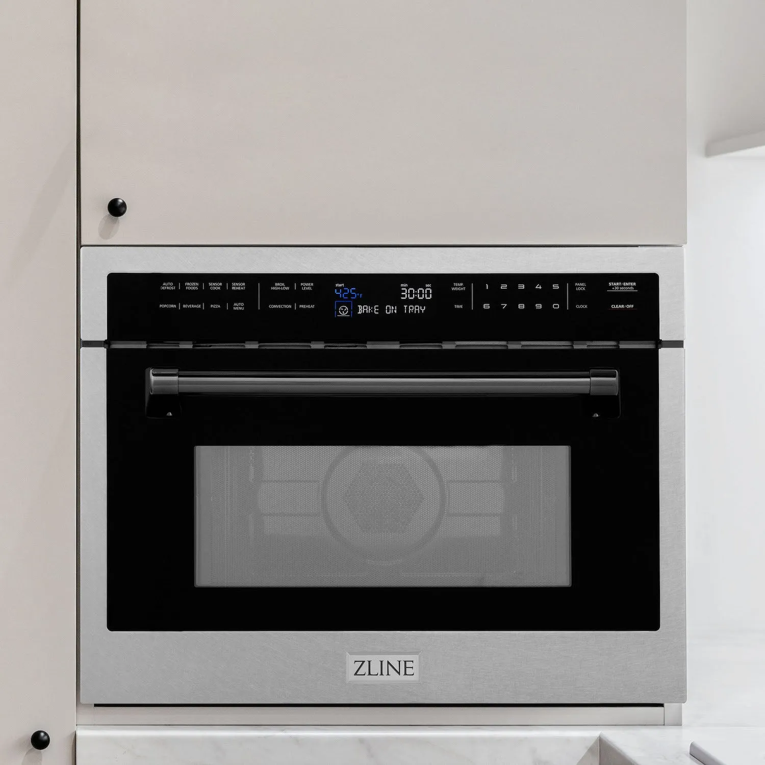 ZLINE Autograph Edition 24 in. 1.6 cu ft. Built-in Convection Microwave Oven in Satin Stainless Steel with Matte Black Accents (MWOZ-24-SS-MB)