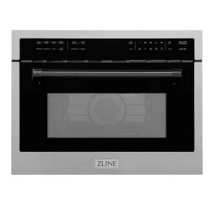 ZLINE Autograph Edition 24 in. 1.6 cu ft. Built-in Convection Microwave Oven in Satin Stainless Steel with Matte Black Accents (MWOZ-24-SS-MB)
