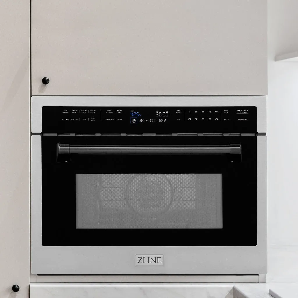 ZLINE Autograph Edition 24 in. 1.6 cu ft. Built-in Convection Microwave Oven in Stainless Steel with Matte Black Accents (MWOZ-24-MB)
