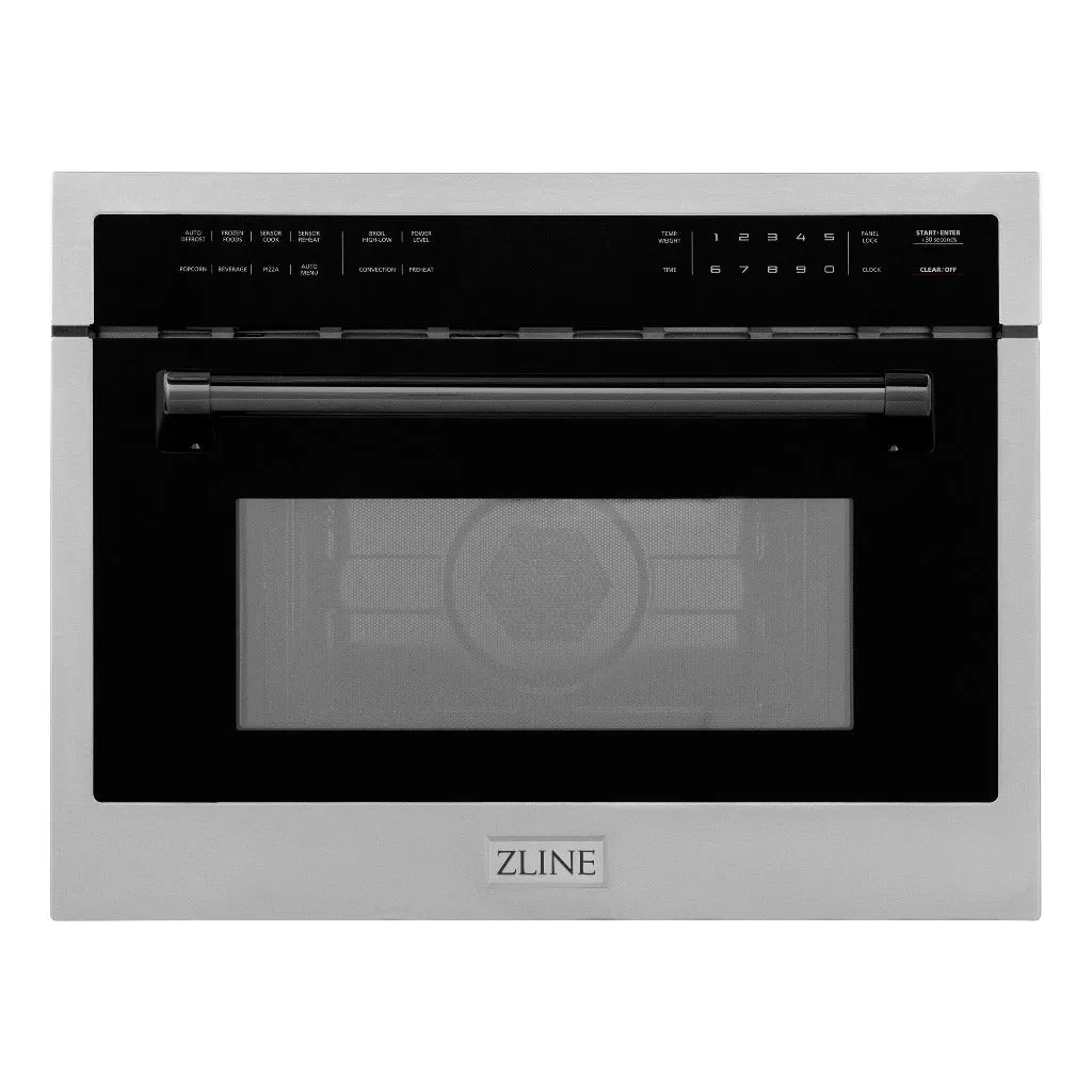 ZLINE Autograph Edition 24 in. 1.6 cu ft. Built-in Convection Microwave Oven in Stainless Steel with Matte Black Accents (MWOZ-24-MB)
