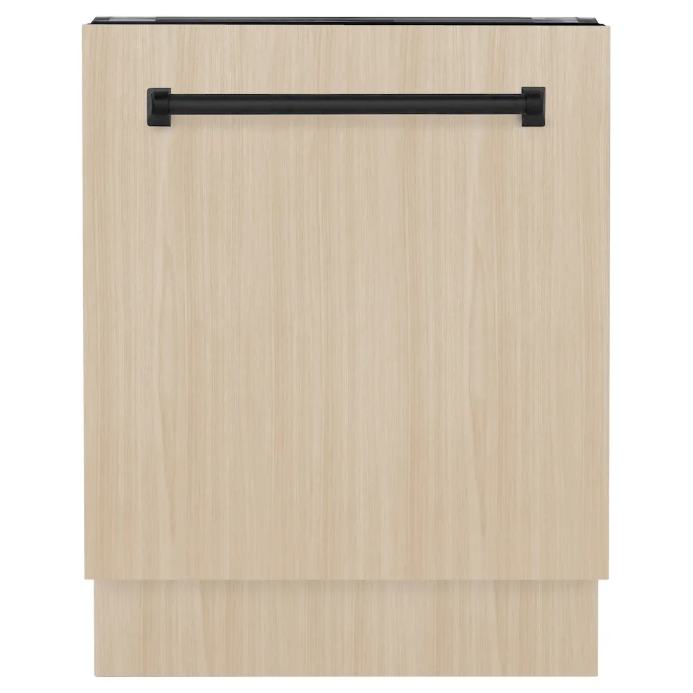 ZLINE Autograph Edition 24 in. Tallac Series 3rd Rack Top Control Built-In Tall Tub Dishwasher in Custom Panel Ready with Matte Black Handle, 51dBa (DWVZ-24-MB)