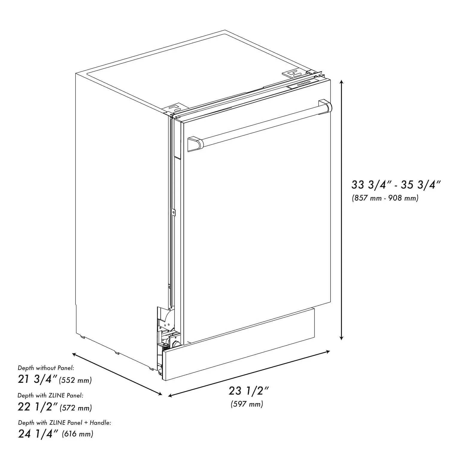ZLINE Autograph Edition 24 in. Tallac Series 3rd Rack Top Control Built-In Tall Tub Dishwasher in White Matte with Polished Gold Handle, 51dBa (DWVZ-WM-24-G)