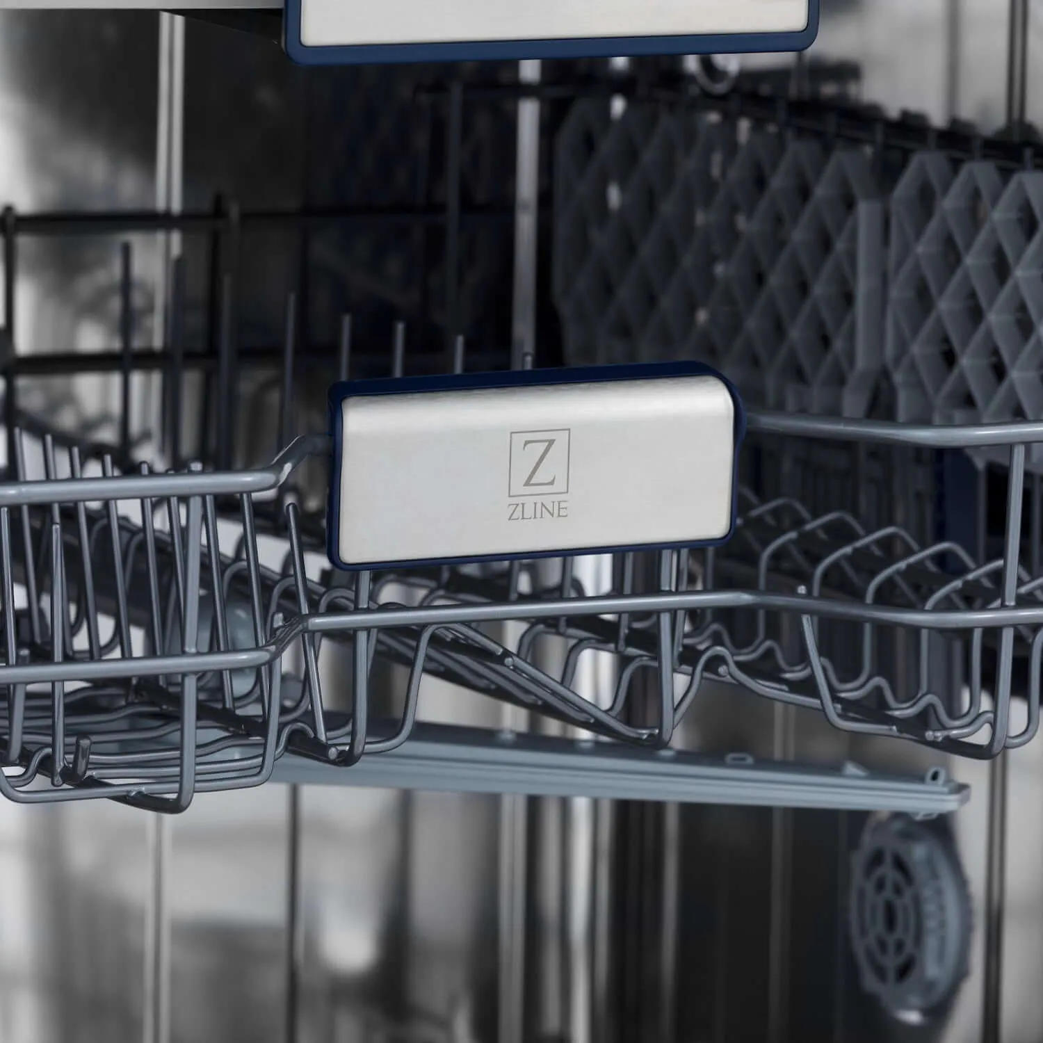 ZLINE Autograph Edition 24 in. Tallac Series 3rd Rack Top Control Built-In Tall Tub Dishwasher in White Matte with Polished Gold Handle, 51dBa (DWVZ-WM-24-G)