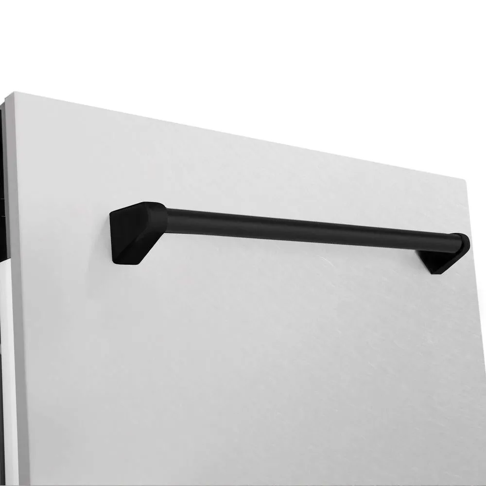 ZLINE Autograph Edition 24 in. Tallac Series 3rd Rack Top Control Built-In Tall Tub Dishwasher with Satin Stainless Steel Panel and Matte Black Handle, 51dBa (DWVZ-SN-24-MB)