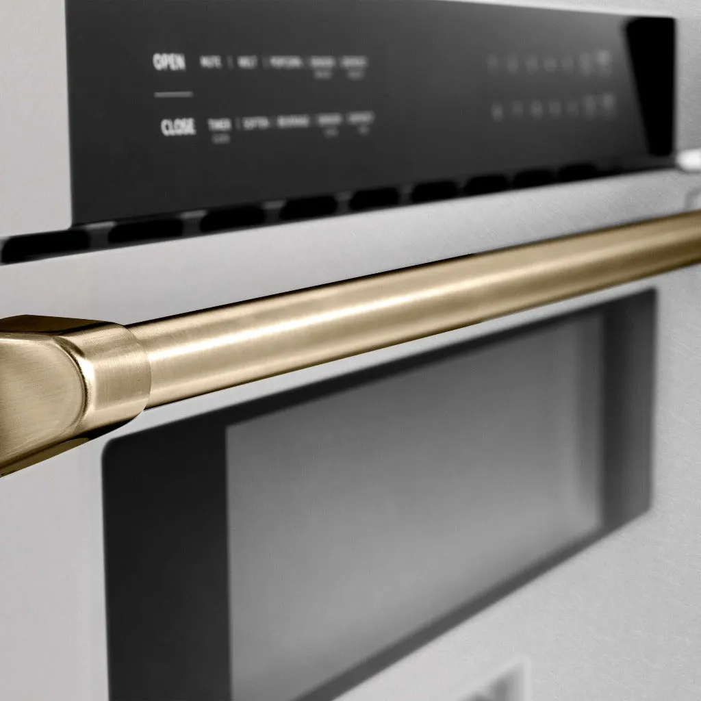 ZLINE Autograph Edition 30 in. 1.2 cu. ft. Built-In Microwave Drawer in Satin Stainless Steel with Champagne Bronze Accents (MWDZ-30-SS-CB)
