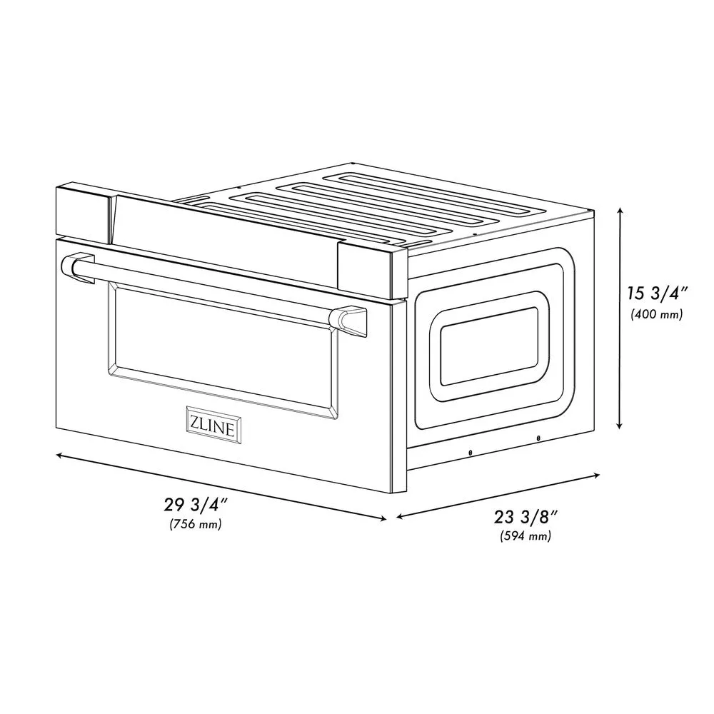 ZLINE Autograph Edition 30 in. 1.2 cu. ft. Built-In Microwave Drawer in Satin Stainless Steel with Matte Black Accents (MWDZ-30-SS-MB)