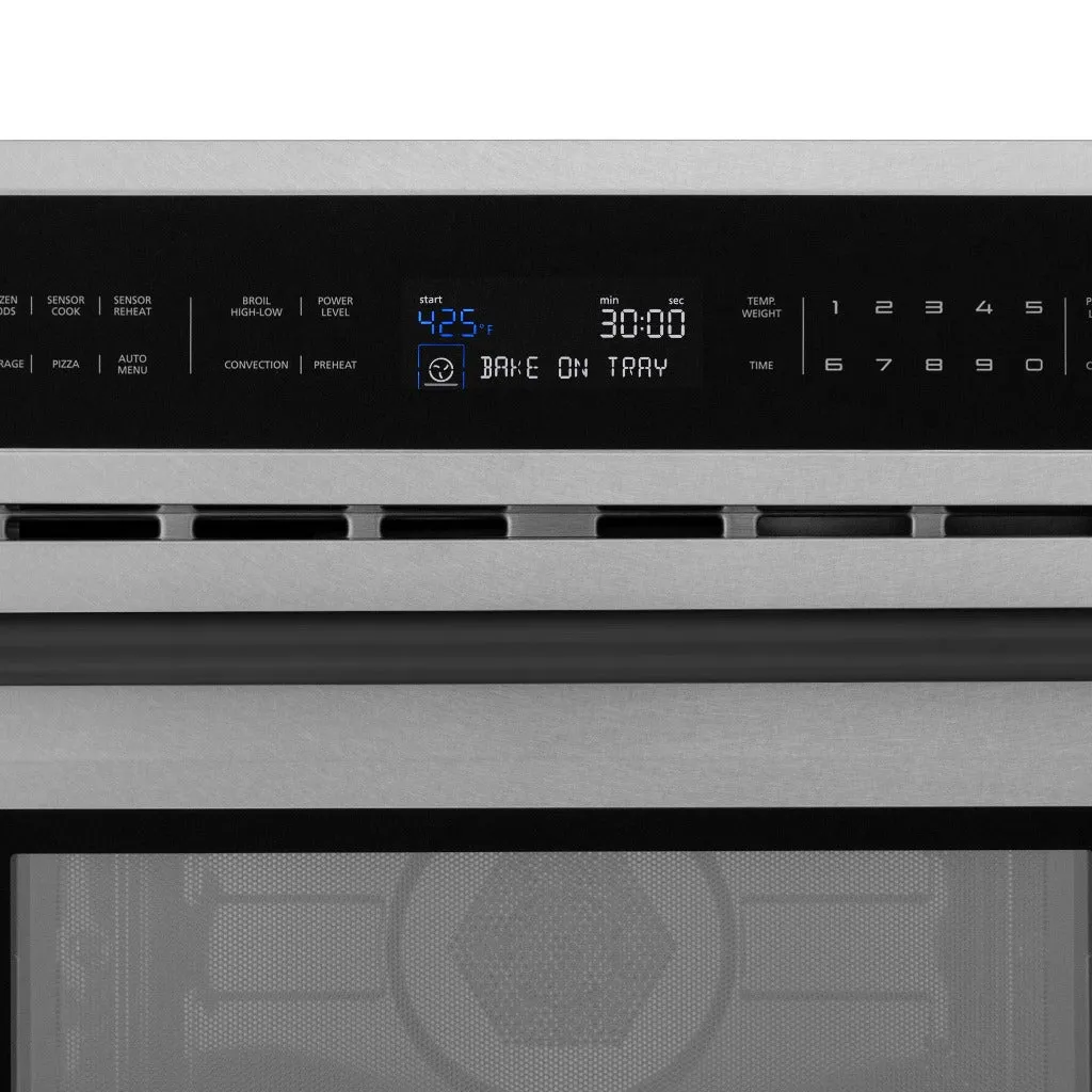 ZLINE Autograph Edition 30 in. 1.6 cu ft. Built-in Convection Microwave Oven in Satin Stainless Steel and Matte Black Accents (MWOZ-30-SS-MB)