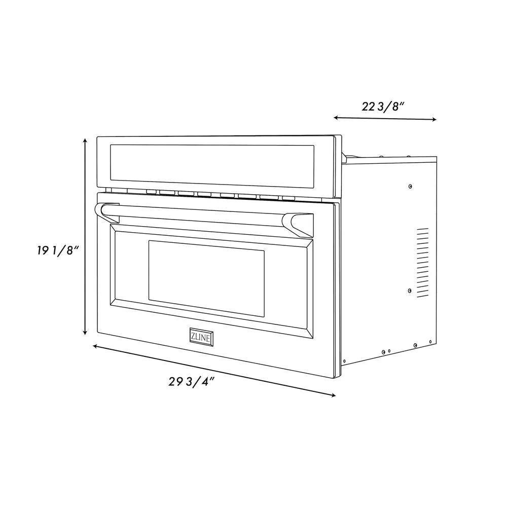 ZLINE Autograph Edition 30 in. 1.6 cu ft. Built-in Convection Microwave Oven in Satin Stainless Steel and Matte Black Accents (MWOZ-30-SS-MB)