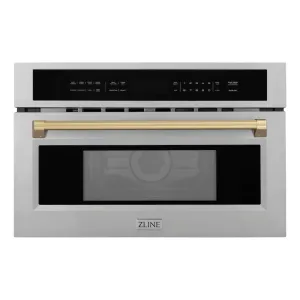 ZLINE Autograph Edition 30 in. 1.6 cu ft. Built-in Convection Microwave Oven in Stainless Steel with Champagne Bronze Accents (MWOZ-30-CB)