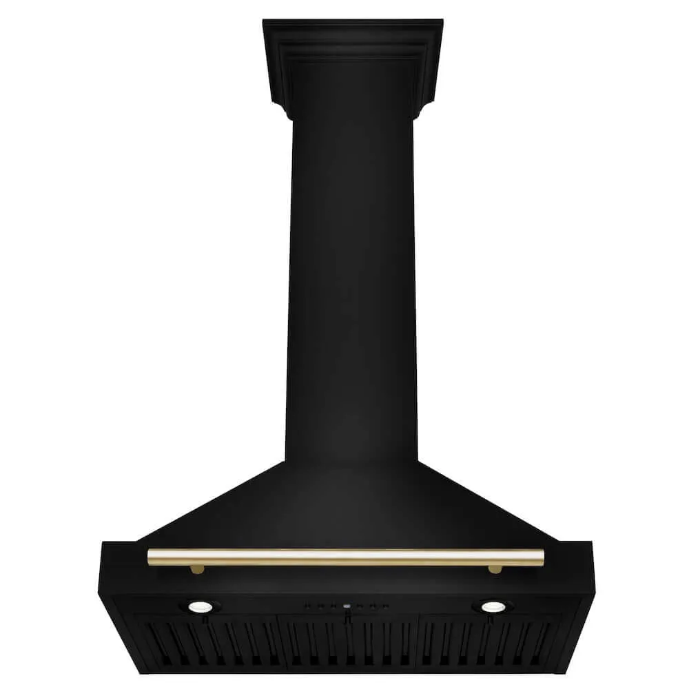 ZLINE Autograph Edition 30 in. Black Stainless Steel Wall Mount Range Hood With Accent Handle (BSKB4Z-30)