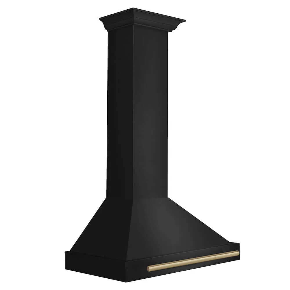 ZLINE Autograph Edition 30 in. Black Stainless Steel Wall Mount Range Hood With Accent Handle (BSKB4Z-30)