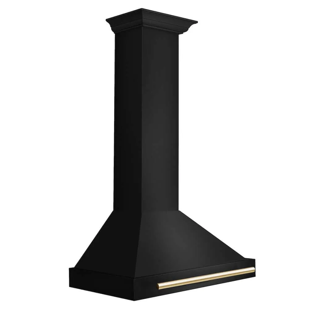 ZLINE Autograph Edition 30 in. Black Stainless Steel Wall Mount Range Hood With Accent Handle (BSKB4Z-30)