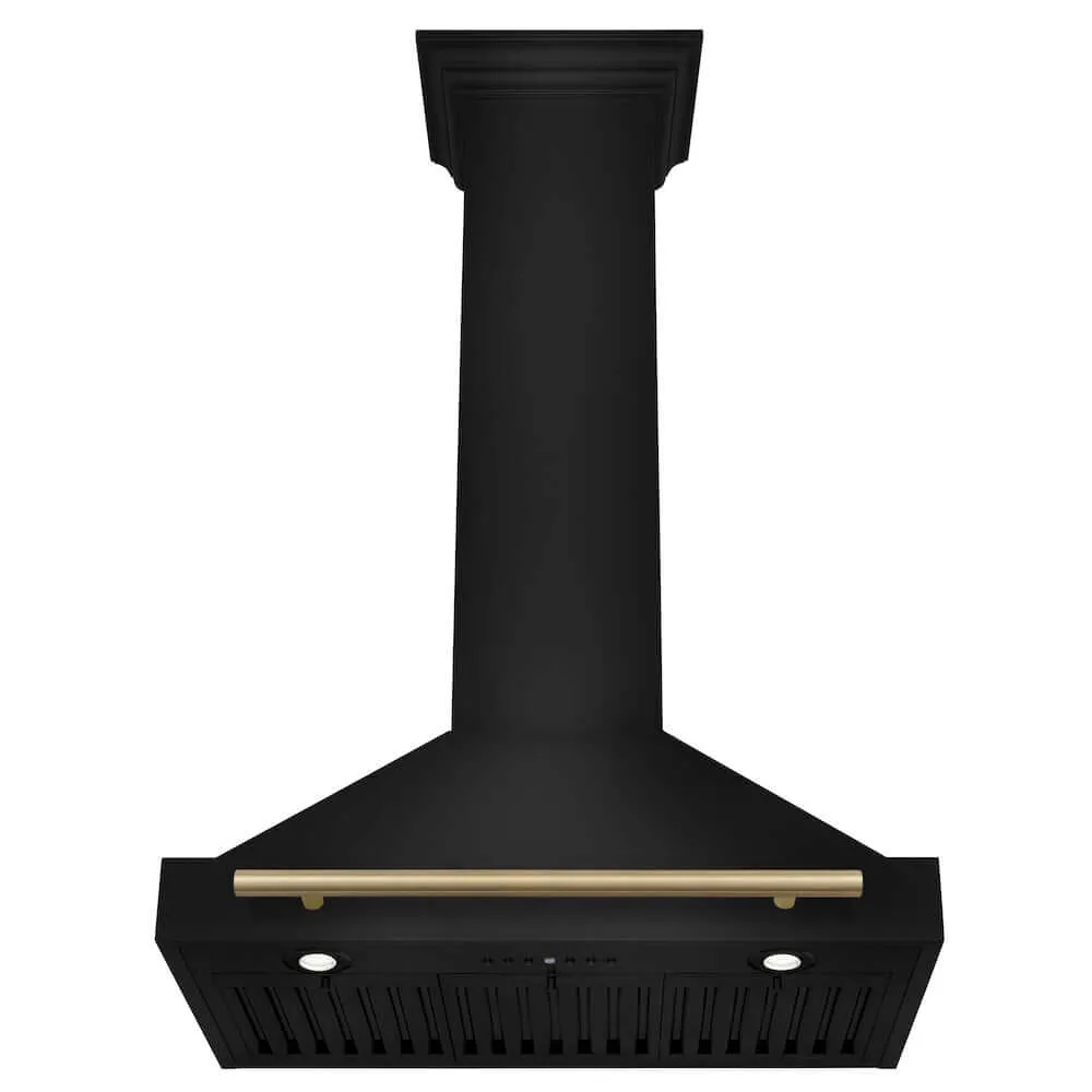 ZLINE Autograph Edition 30 in. Black Stainless Steel Wall Mount Range Hood With Accent Handle (BSKB4Z-30)