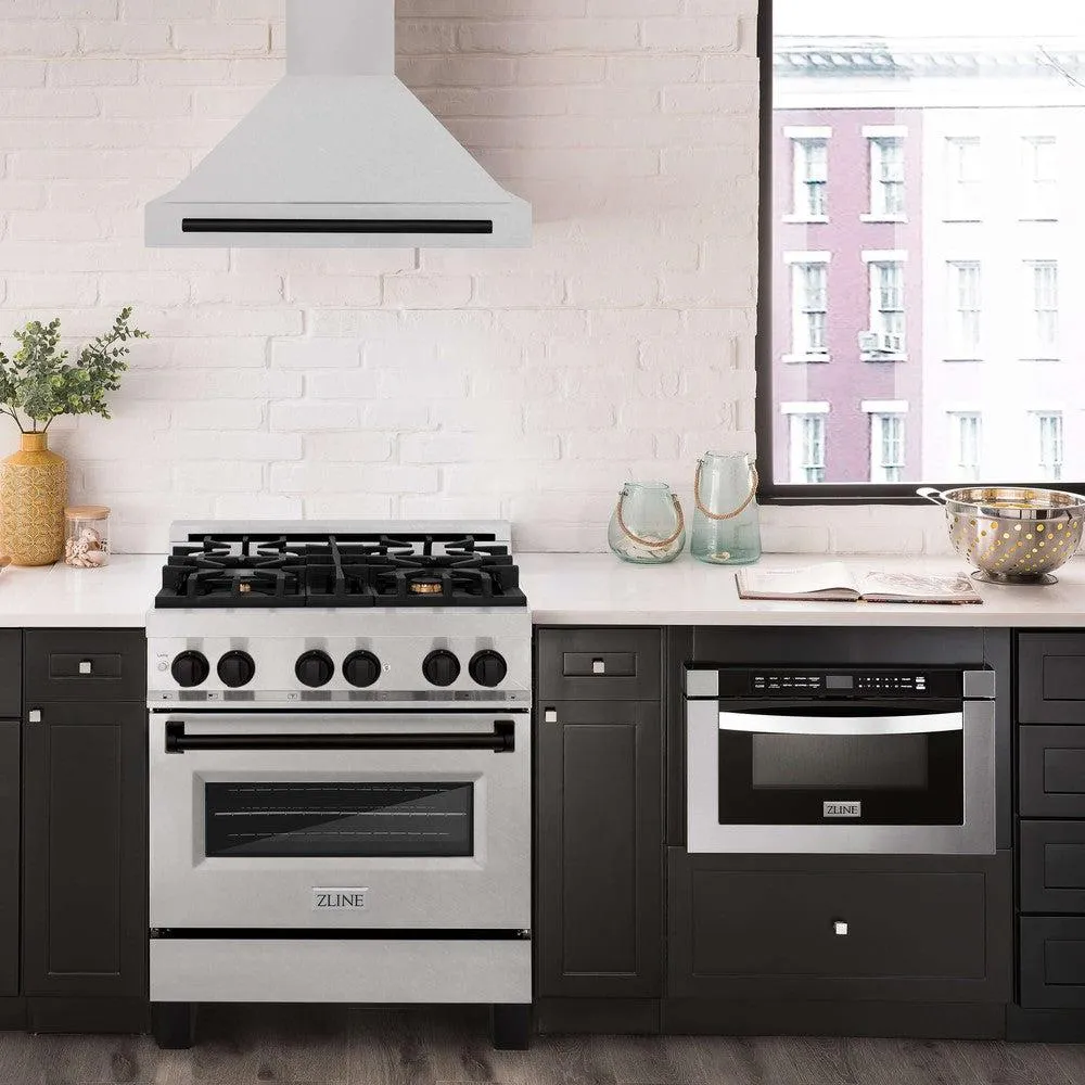 ZLINE Autograph Edition 30 in. Convertible Satin Stainless Steel Wall Mount Range Hood with Accent Handle (KB4SNZ-30)