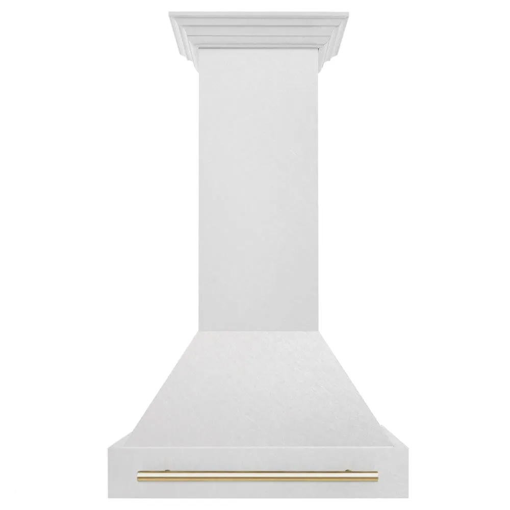 ZLINE Autograph Edition 30 in. Satin Stainless Steel Wall Mount Range Hood with Accent Handle (8654SNZ-30)