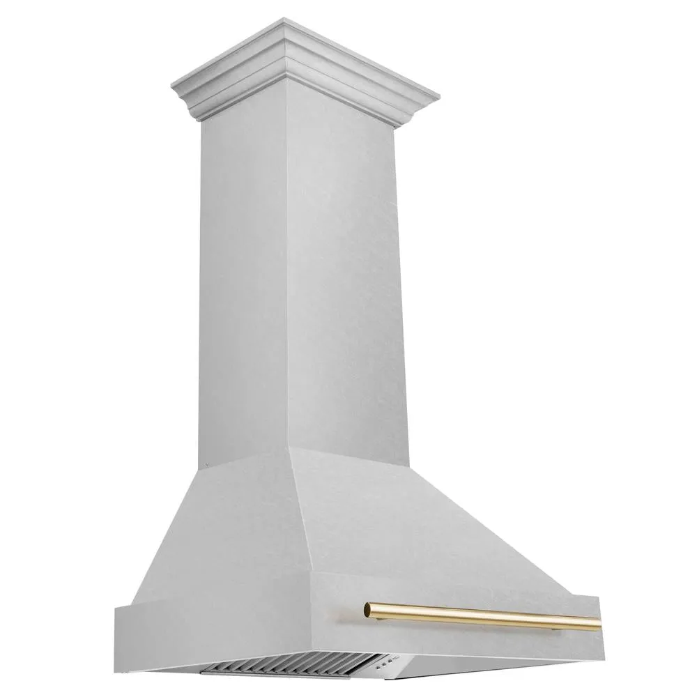ZLINE Autograph Edition 30 in. Satin Stainless Steel Wall Mount Range Hood with Accent Handle (8654SNZ-30)
