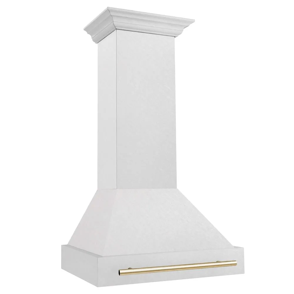 ZLINE Autograph Edition 30 in. Satin Stainless Steel Wall Mount Range Hood with Accent Handle (8654SNZ-30)