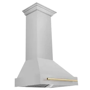 ZLINE Autograph Edition 30 in. Satin Stainless Steel Wall Mount Range Hood with Accent Handle (8654SNZ-30)