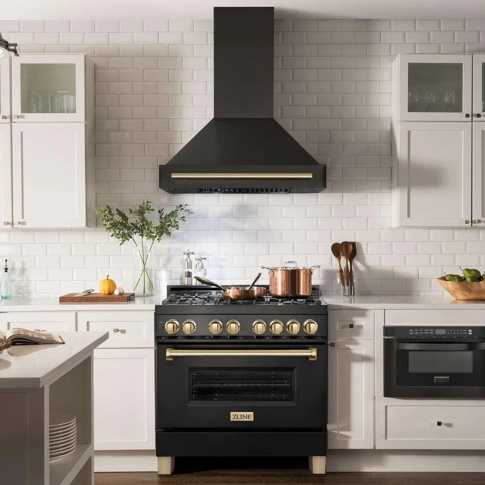 ZLINE Autograph Edition 36 in. Black Stainless Steel Range Hood with Accent Handle (BS655Z-36)