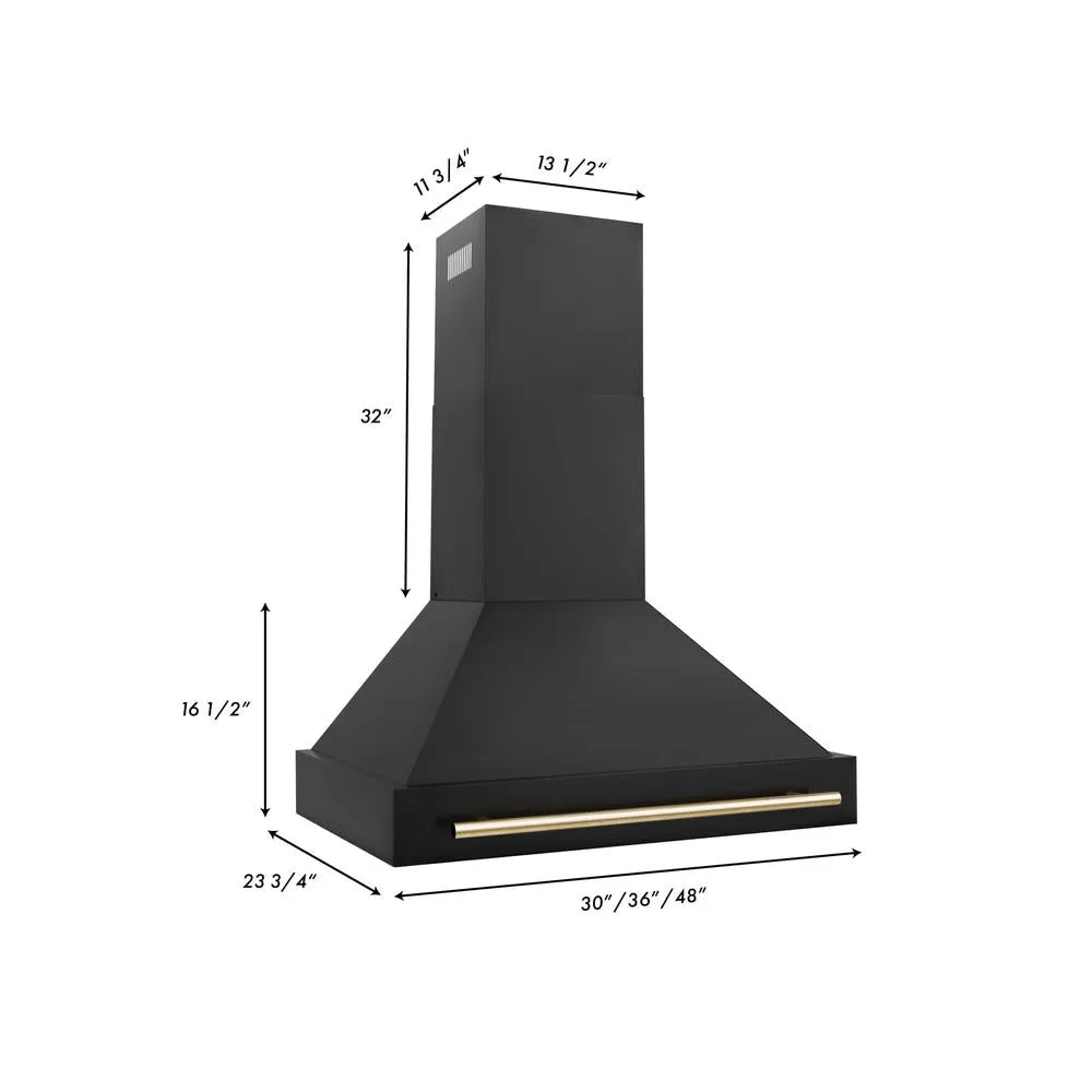 ZLINE Autograph Edition 36 in. Black Stainless Steel Range Hood with Accent Handle (BS655Z-36)