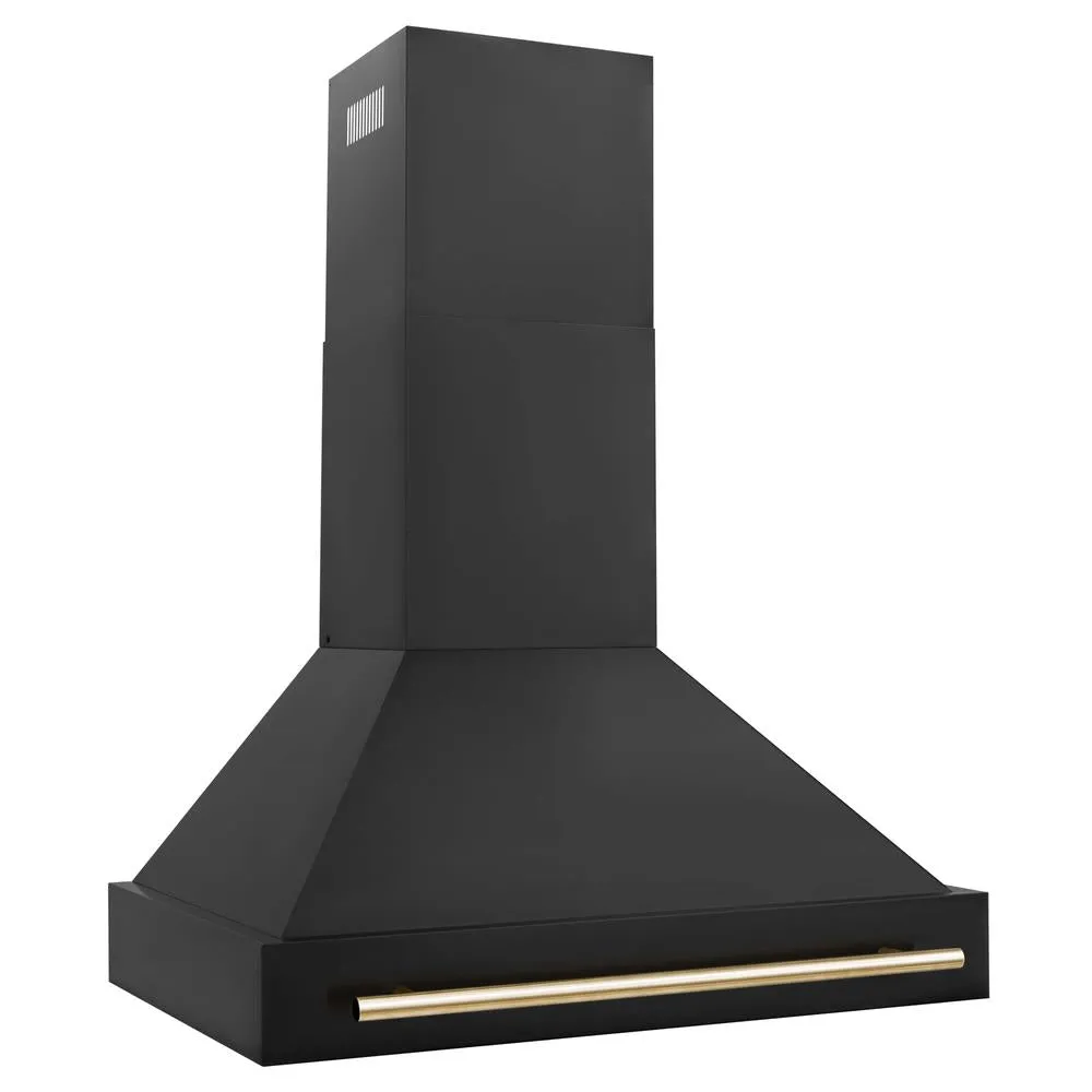 ZLINE Autograph Edition 36 in. Black Stainless Steel Range Hood with Accent Handle (BS655Z-36)