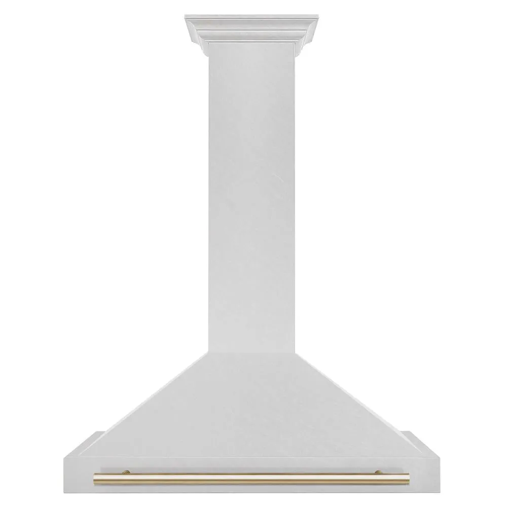 ZLINE Autograph Edition 36 in. Convertible Satin Stainless Steel Wall Mount Range Hood with Accent Handle (KB4SNZ-36)