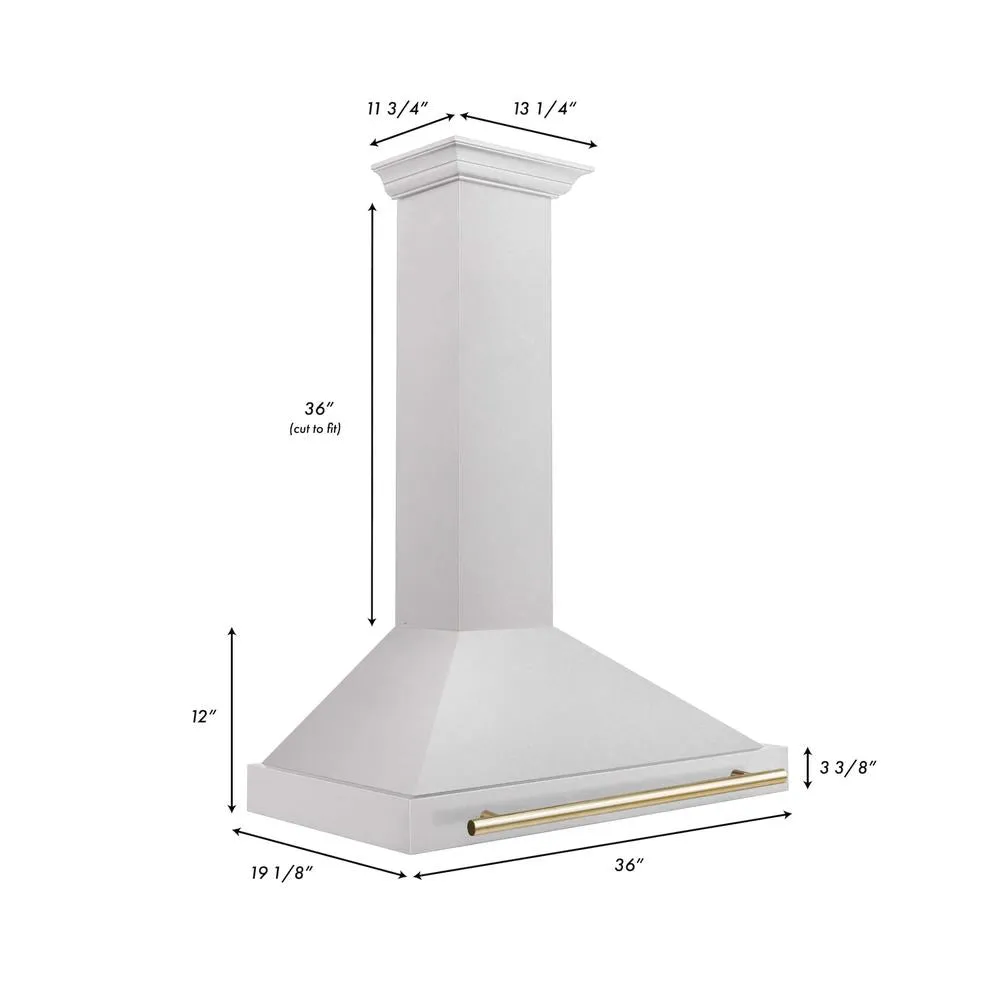 ZLINE Autograph Edition 36 in. Convertible Satin Stainless Steel Wall Mount Range Hood with Accent Handle (KB4SNZ-36)