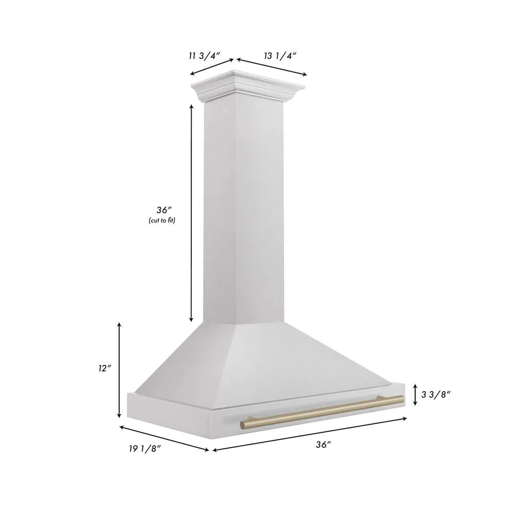 ZLINE Autograph Edition 36 in. Convertible Satin Stainless Steel Wall Mount Range Hood with Accent Handle (KB4SNZ-36)
