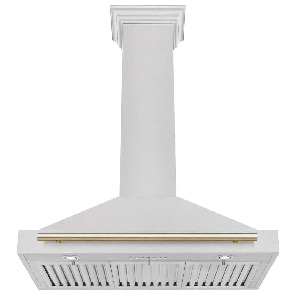 ZLINE Autograph Edition 36 in. Convertible Satin Stainless Steel Wall Mount Range Hood with Accent Handle (KB4SNZ-36)
