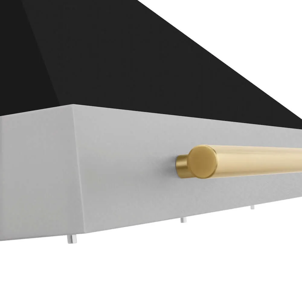 ZLINE Autograph Edition 36 in. Convertible Satin Stainless Steel Wall Mount Range Hood with Black Matte Shell and Accent Handle (KB4SNZ-BLM36)