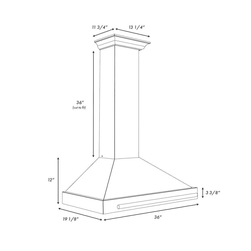 ZLINE Autograph Edition 36 in. Convertible Satin Stainless Steel Wall Mount Range Hood with Black Matte Shell and Accent Handle (KB4SNZ-BLM36)