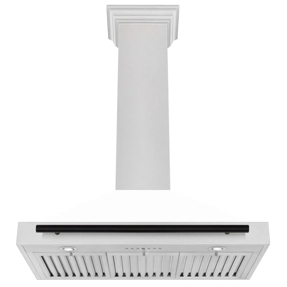 ZLINE Autograph Edition 36 in. Convertible Satin Stainless Steel Wall Mount Range Hood with White Matte Shell and Accent Handle (KB4SNZ-WM36)