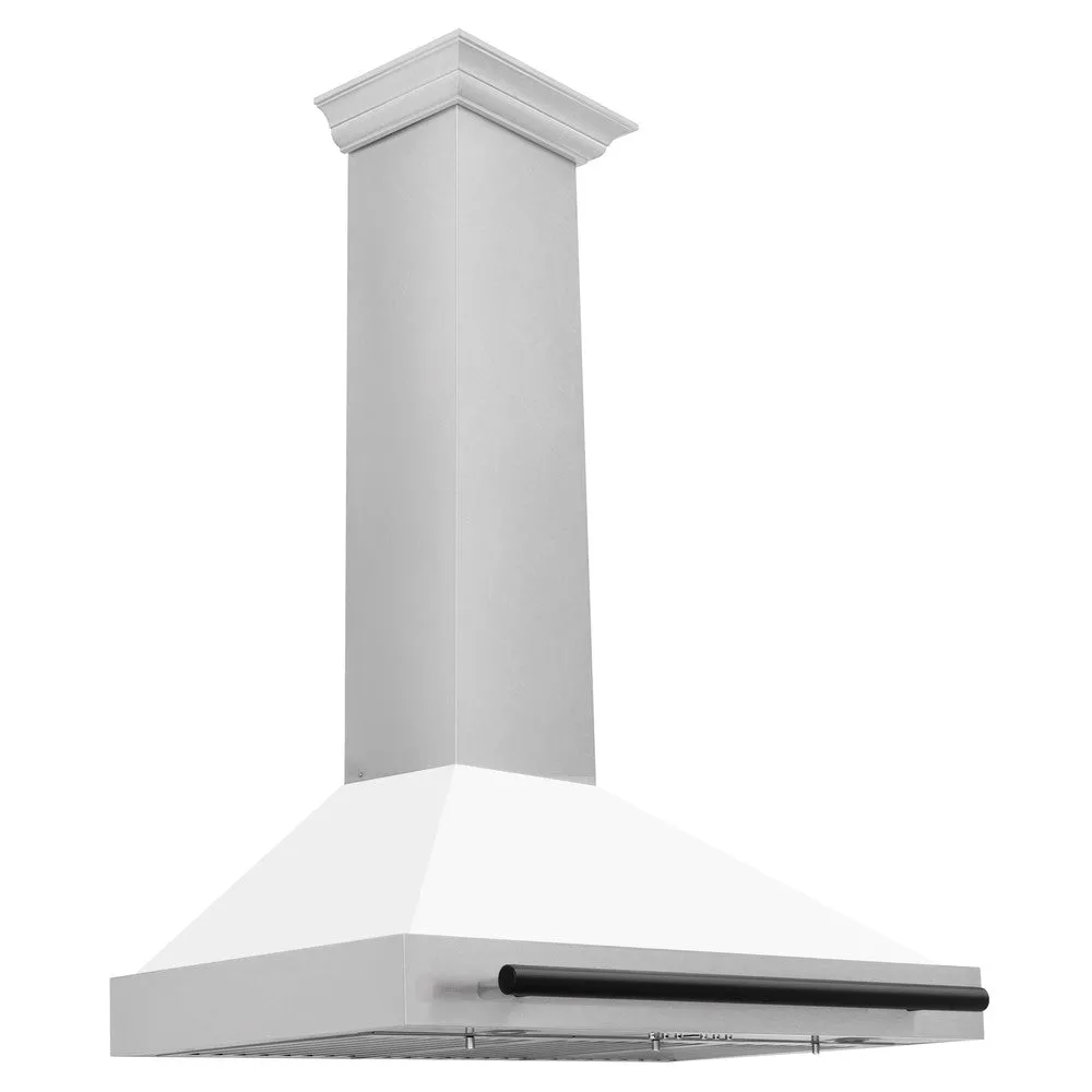 ZLINE Autograph Edition 36 in. Convertible Satin Stainless Steel Wall Mount Range Hood with White Matte Shell and Accent Handle (KB4SNZ-WM36)