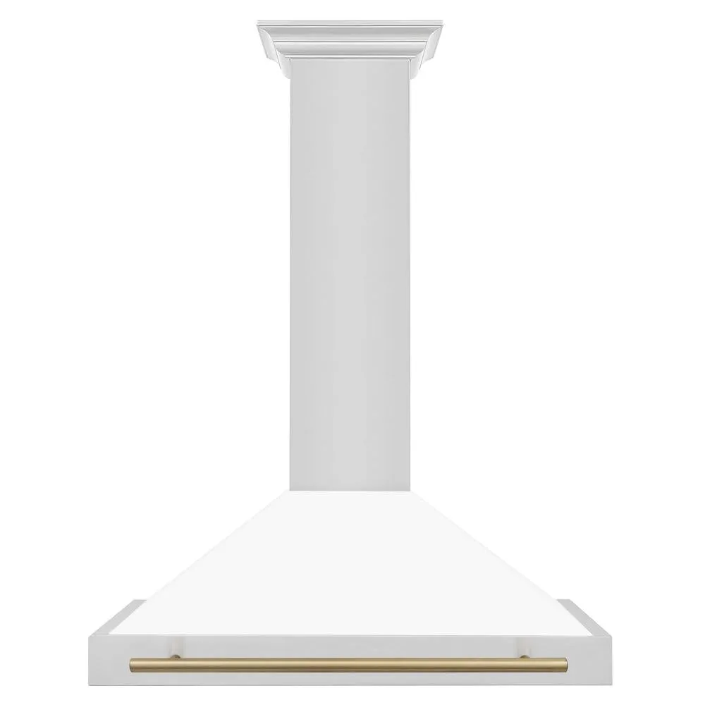 ZLINE Autograph Edition 36 in. Convertible Stainless Steel Range Hood with White Matte Shell and Accents (KB4STZ-WM36)