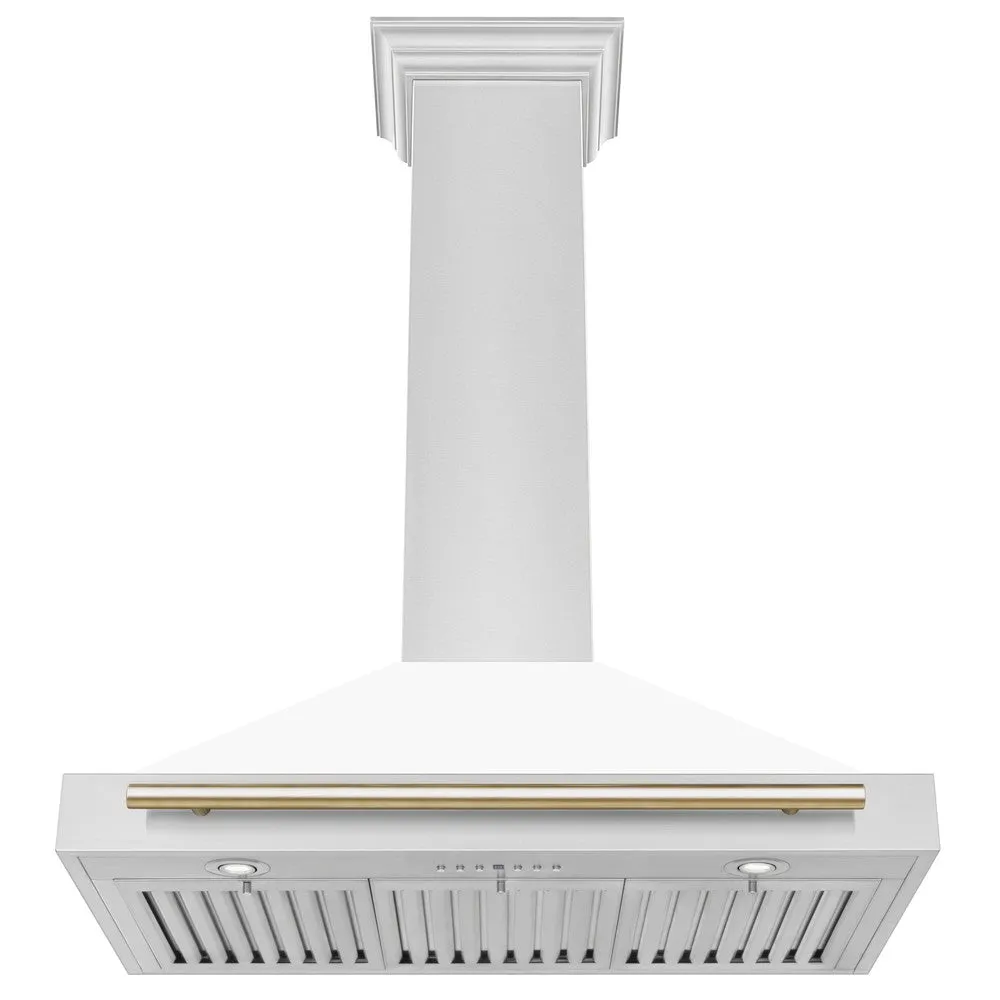 ZLINE Autograph Edition 36 in. Convertible Stainless Steel Range Hood with White Matte Shell and Accents (KB4STZ-WM36)
