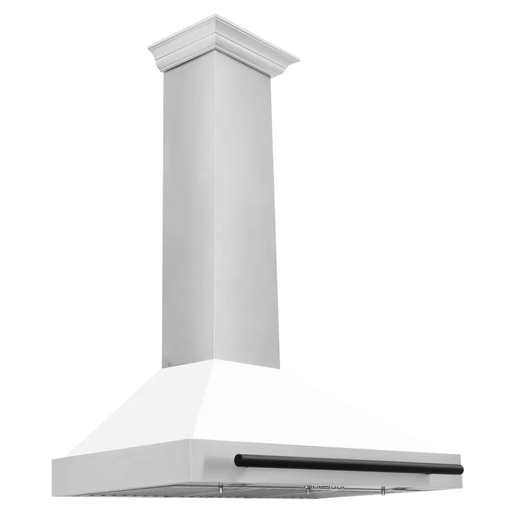 ZLINE Autograph Edition 36 in. Convertible Stainless Steel Range Hood with White Matte Shell and Accents (KB4STZ-WM36)