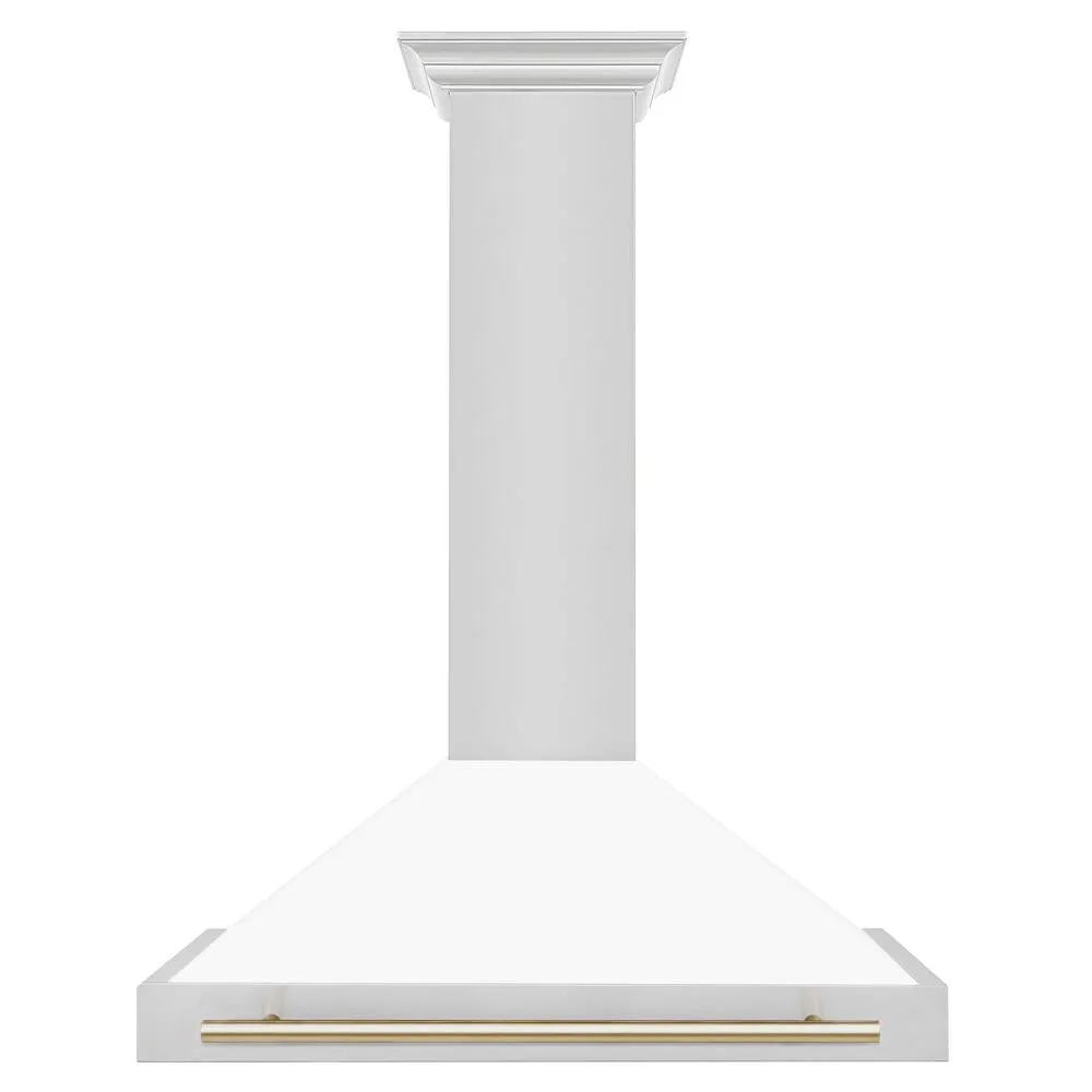 ZLINE Autograph Edition 36 in. Convertible Stainless Steel Range Hood with White Matte Shell and Accents (KB4STZ-WM36)