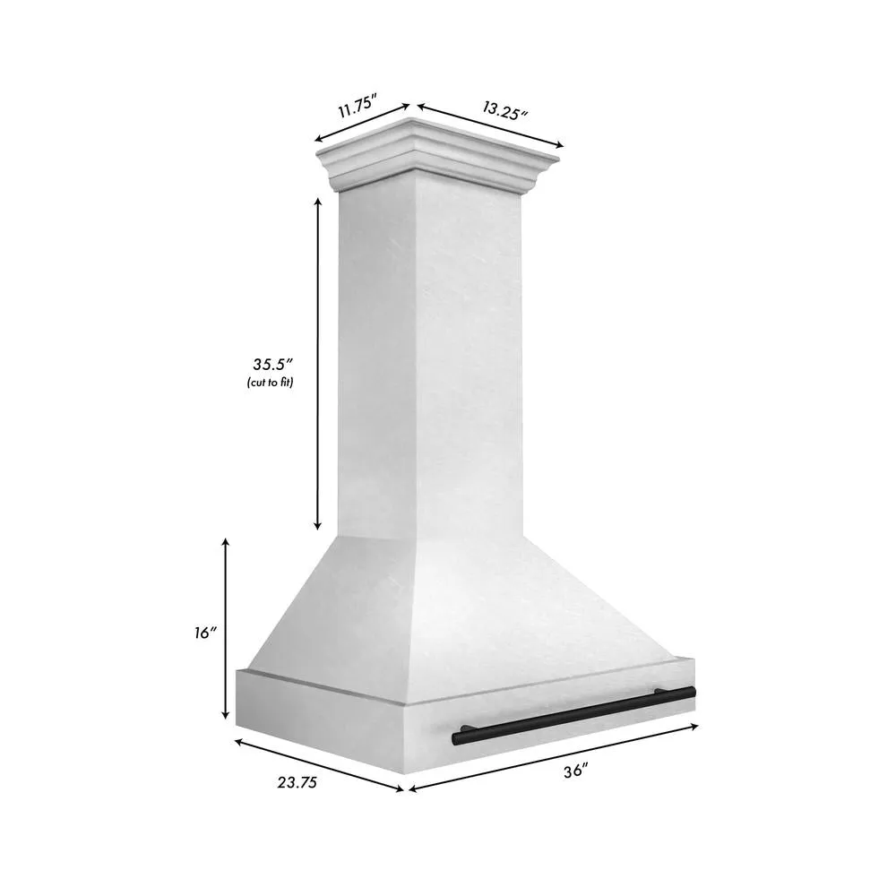 ZLINE Autograph Edition 36 in. Satin Stainless Steel Wall Mount Range Hood with Accent Handle (8654SNZ-36)