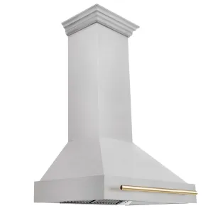 ZLINE Autograph Edition 36 in. Satin Stainless Steel Wall Mount Range Hood with Accent Handle (8654SNZ-36)