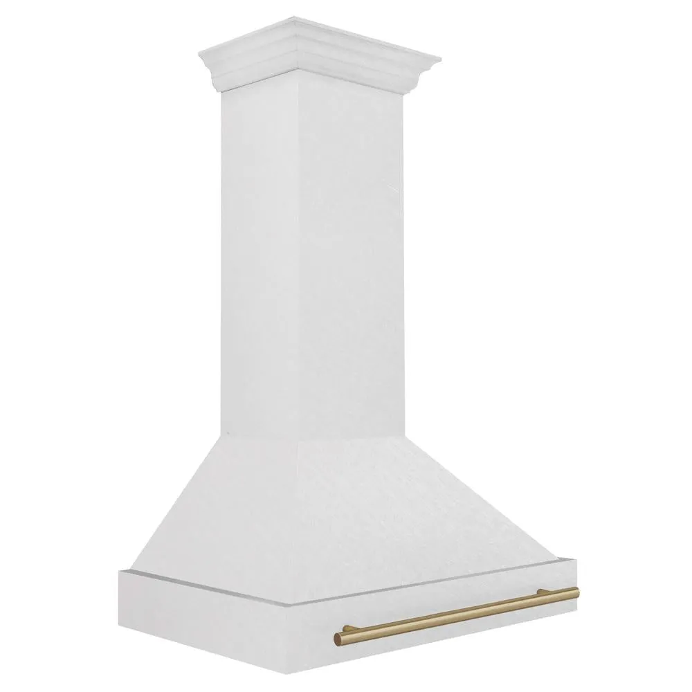 ZLINE Autograph Edition 36 in. Satin Stainless Steel Wall Mount Range Hood with Accent Handle (8654SNZ-36)