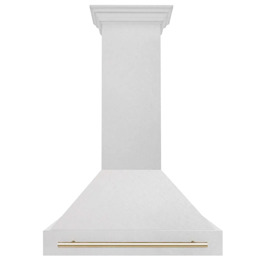 ZLINE Autograph Edition 36 in. Satin Stainless Steel Wall Mount Range Hood with Accent Handle (8654SNZ-36)