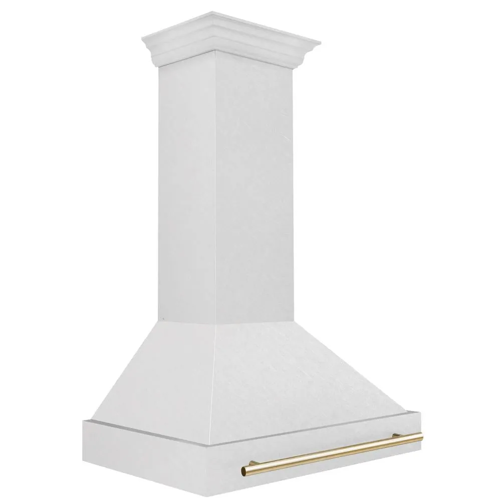ZLINE Autograph Edition 36 in. Satin Stainless Steel Wall Mount Range Hood with Accent Handle (8654SNZ-36)